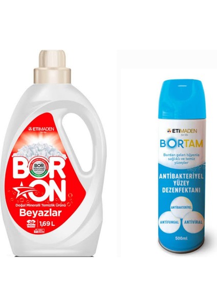 Doğal Mineralli Sıvı Çamaşır Deterjanı Boron Beyazlar İçin 26 Yıkama+ Bortam Dezenfektan