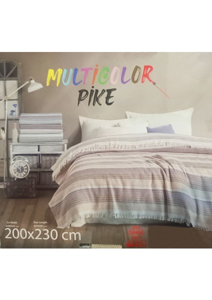 Çokrenkli Çift Kişilik Pike, Koltuk Örtüsü 200 x 230 cm
