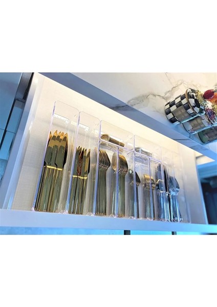 Bozhouse 10'lu Set Modüler Kaşıklık Mutfak Çekmece Içi Organizer Şeffaf Clear Çatal Bıçak Kaşık Düzenleyici