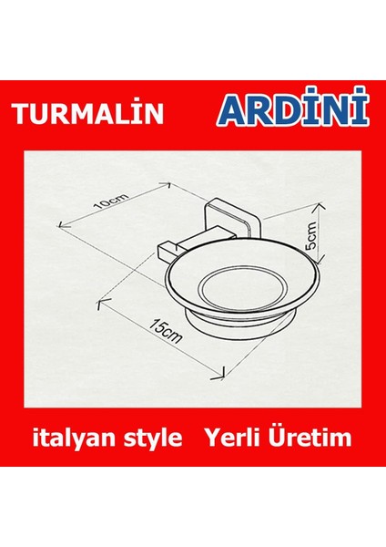 Turmalin Metal - Cam Sabunluk Banyo Mutfak Mat Siyah