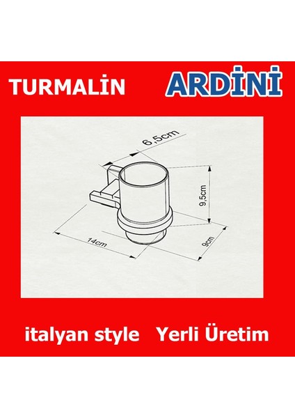 Ardini Turmalin Metal Cam Diş Fırçalık Banyo Mat Siyah Ömür Boyu Paslanmaz