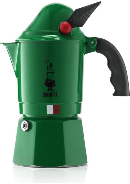 Bialetti 2762 Moka Express Alpina (Dağ Avcıları Korpları) Espresso Pişirici, Alüminyum, Yeşil