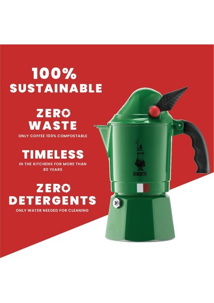 Bialetti 2762 Moka Express Alpina (Dağ Avcıları Korpları) Espresso Pişirici, Alüminyum, Yeşil indirimleri