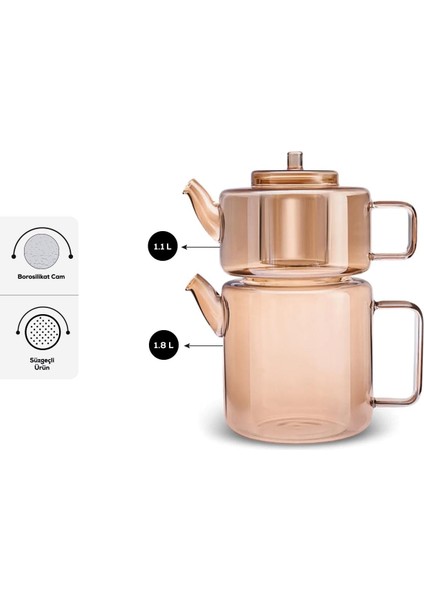 Karaca Flat Borosilikat Cam Çaydanlık Amber fiyatları