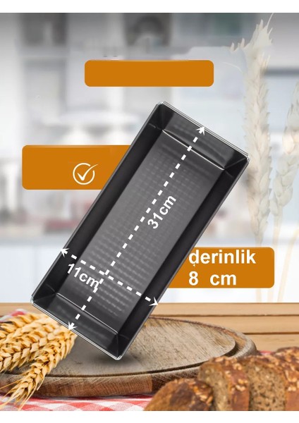 Teflon Ekmek Pişirme Kalıbı Baton Pasta Kalıbı 31 cm 2 Adet 719575