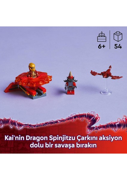 LEGO Nınjago Kai’nin Ejderha Spinjitzu Topacı 71823-6 Yaş ve Üzeri Çocuklar Için 2 Ninja Minifigürü Içeren Yaratıcı Oyuncak Yapım Seti, Doğum Günü Hediyesi (54 Parça)