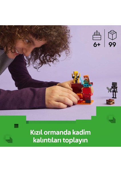 LEGO Minecraft Nether Lav Savaşı 21266 – Çocuklar Için Alex Figürü, Yaratıklar, Wither Skeleton, Kılıç ve Döndürülen Blaze Içeren Yapım Seti, 6 Yaş ve Üzeri Kız ve Erkekler Için Doğum Günü Hediyesi