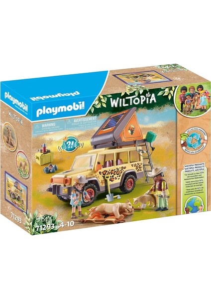 Wiltopia 71293 Aslanlar ve Arazi Aracı, Savanada Macera Dolu Hayvan Bakımı, Sürdürülebilir Malzemeden Eğitici Oyuncak, 4 Yaşından Büyük Çocuklar Için Oyuncak