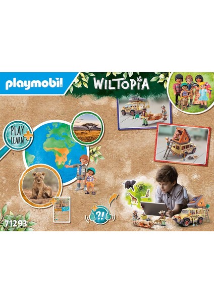 Wiltopia 71293 Aslanlar ve Arazi Aracı, Savanada Macera Dolu Hayvan Bakımı, Sürdürülebilir Malzemeden Eğitici Oyuncak, 4 Yaşından Büyük Çocuklar Için Oyuncak