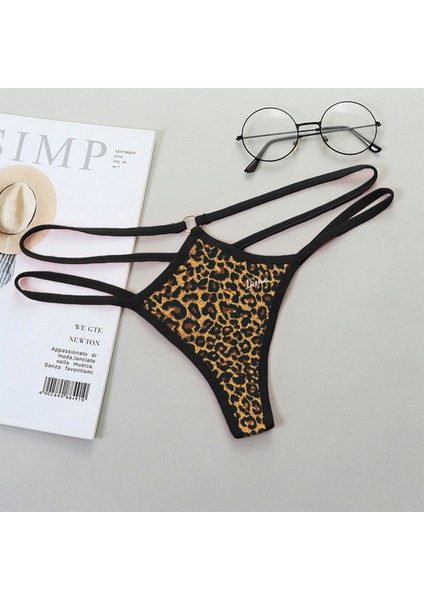 Büyük Beden Leopar Desenli String Bato Külot