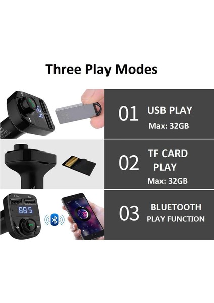 X8 Bluetooth Araç Kiti Şarj Cihazı