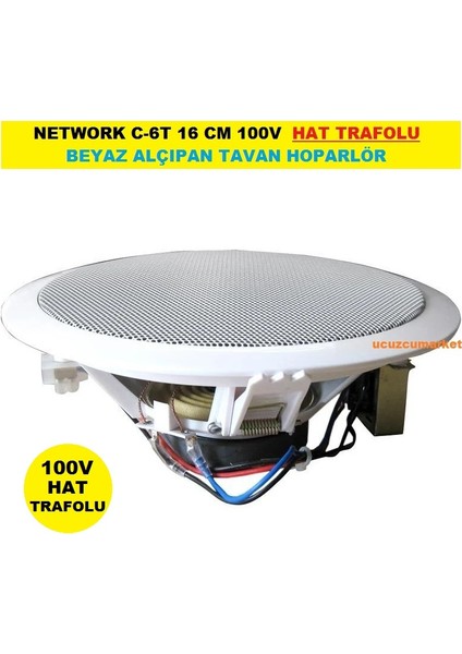 Network C-6t 16 cm 100V Hat Trafolu Beyaz Alçıpan Tavan Hoparlör
