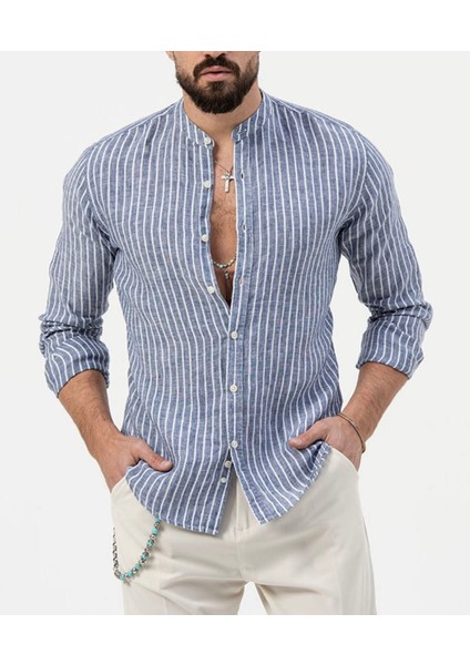 Erkek Gömlek Hakim Yaka Slim Fit (Sax)