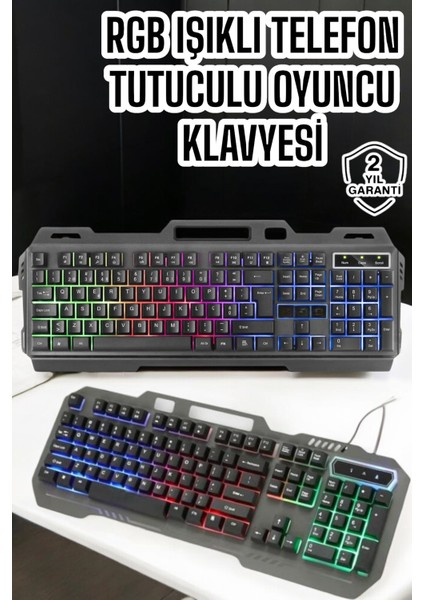 Q Klavye Rgb Işıklı Klavye ve Mouse Seti Kablolu
