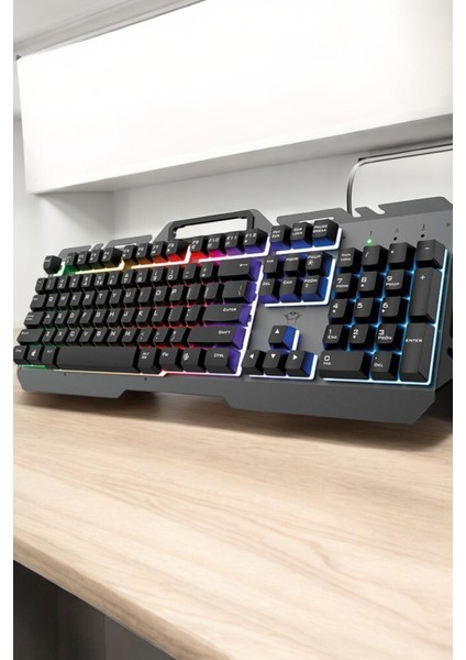 Q Klavye Rgb Işıklı Klavye ve Mouse Seti Kablolu