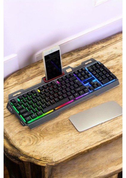Q Klavye Rgb Işıklı Klavye ve Mouse Seti Kablolu