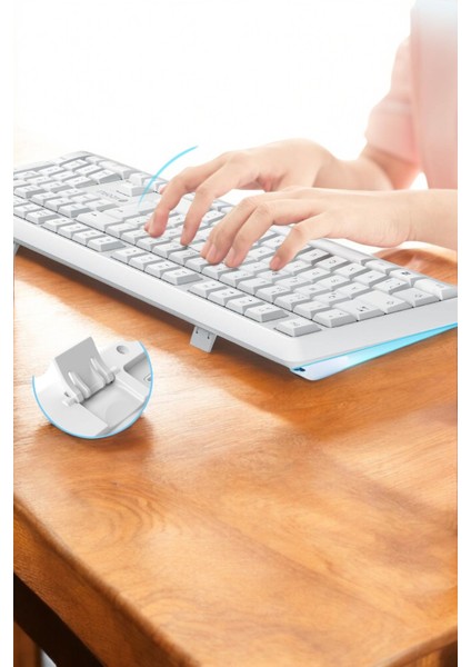 Q Klavye Beyaz Klavye ve Mouse Seti Kablosuz USB Girişli