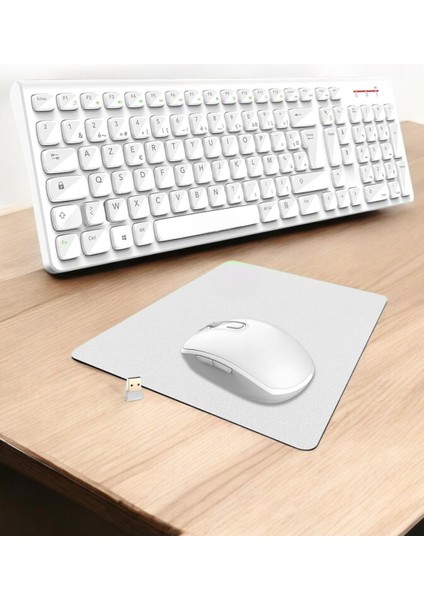 Q Klavye Beyaz Klavye ve Mouse Seti Kablosuz USB Girişli