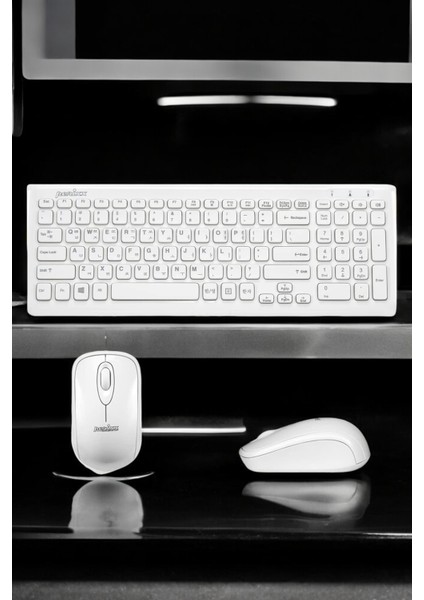 Q Klavye Beyaz Klavye ve Mouse Seti Kablosuz USB Girişli
