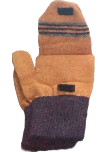 Unisex Triko Renkli Likralı Kapaklı Yünlü Eldiven