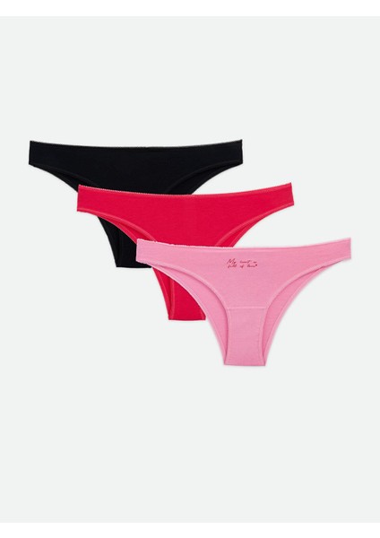 Lcw Dream Pembe Leylak Baskılı Brazilian Külot 3'lü Paket