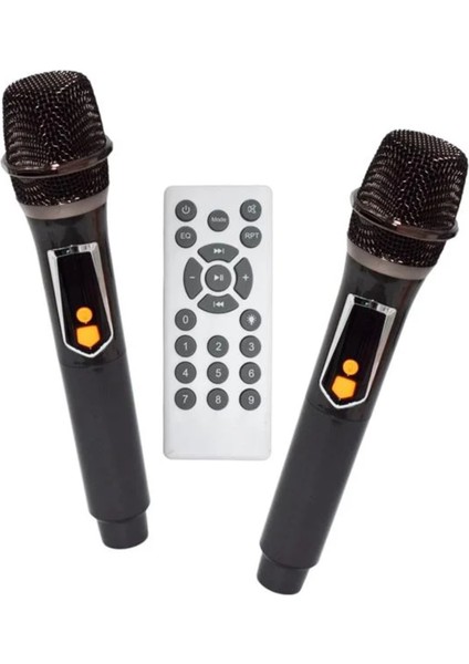 BTS-1708 200W Karaoke Ses Sistemi 2X10 Inç Rgb Efektli Party Box Mikrofonlu Bluetooth Hoparlör