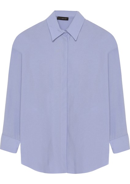 Oversize Basic Gömlek Koyu Mavi