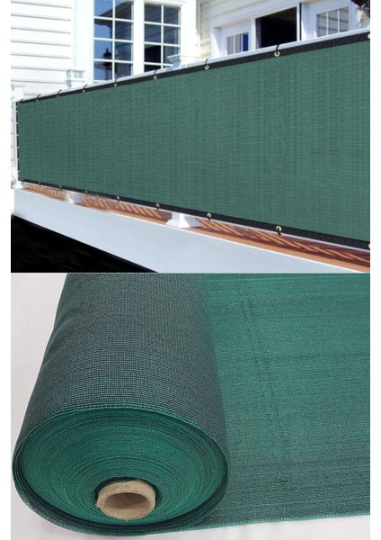 80 x 420 cm Yeşil Balkon Filesi - Yüzde 95'lik Şeritli Halkalı File