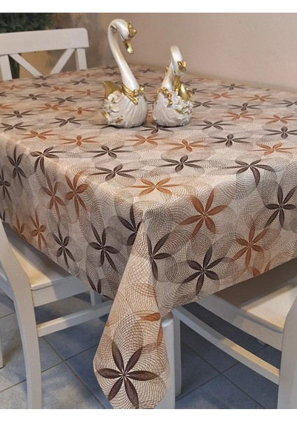 Elyaflı Pvc Muşamba - Desenli Silinebilir Masa Örtüsü ( Kahverenği ) fiyatları