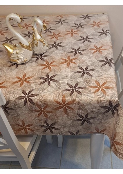 Elyaflı Pvc Muşamba - Desenli Silinebilir Masa Örtüsü ( Kahverenği ) modelleri