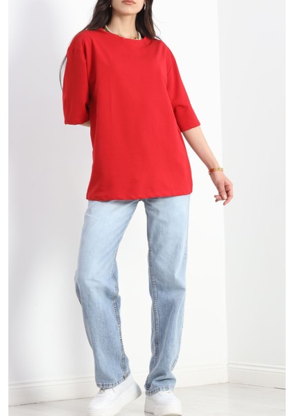 Oversize 2 Iplik Tişört Kırmızı - 20700.1878.