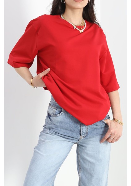 Oversize 2 Iplik Tişört Kırmızı - 20700.1878.