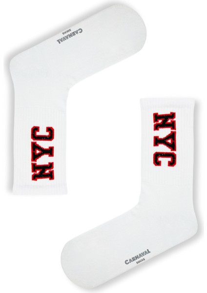 7\\\\\\\'li Nyc Yazılı Atletik Renkli Atletik Spor Çorap Set 1040