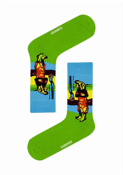 7'li Art Socks-3 Desenli Renkli Soket Çorap Kutusu
