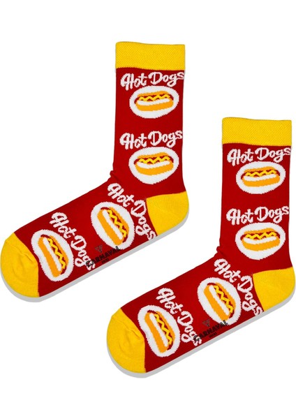 Hot Dog Desenli Renkli Soket Çorap