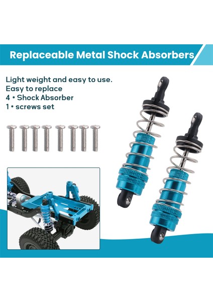 Amortisör, 4 Adet Metal Amortisör Yedek Aksesuarı 144001 1/14 4WD Rc Drift Yarış Arabası Parçalarına Uygun, Mavi, Mavi (Yurt Dışından)