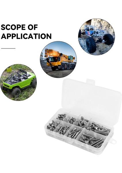 Uzaktan Kumandalı Araba Aksesuarları, 205 Adet Paslanmaz Çelik Rc Gömme Vida Takımı 1/10 1/8 Slash Axial Arrma Redcat Kamyonu Için, Gümüş (Yurt Dışından)