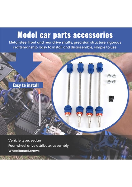 Uzaktan Kumanda Model Aksesuarları, Metal Çelik Ön ve Arka Tahrik Mili Aksı Cvd 5451R 1/10 E-/e-/t-/ Rc Araba Yükseltme Parçaları, Gümüş (Yurt Dışından)