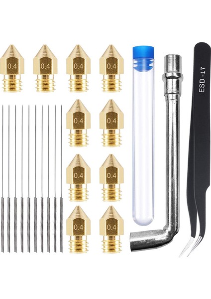 Yazıcı Aksesuarları, 10 Adet Mk8 0.4mm Pirinç Ekstruderli 23 Adet 3D Yazıcı Nozul Takımı Aksesuarlar Için, (Yurt Dışından)