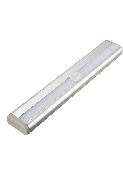 Dolap Gece Lambası, 10 LED Pir Sensörlü Işık Şeridi Lamba Aydınlatma Pr Merdiven Çekmece Dolap Gardırop, Beyaz (Yurt Dışından)