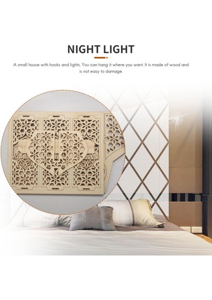 Gece Lambası, Müslüman Işık Bayram Süslemeleri Ev İçinMübarek Gece Islam Lambası-B, Ahşap Rengi (Yurt Dışından)