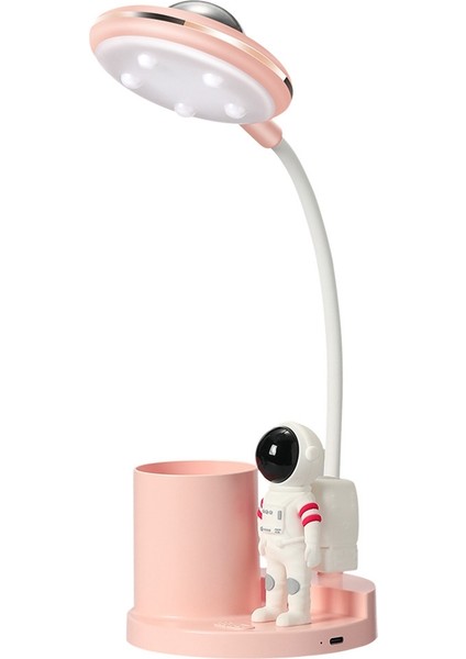 Gece Lambası, 4'ü 1 Arada Astronot Projeksiyon Masa Lambası LED Gece Lambası Öğrenci Öğrenme Göz Koruma Kalemlik Açık Pembe, Pembe (Yurt Dışından)