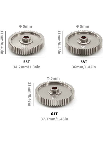 Uzaktan Kumandalı Araba Aksesuarları, Rc Araba Yükseltme Spur Gear 51004 TT01 TT01D TT01E 1/10 Parçalar 55T, Gümüş (Yurt Dışından)