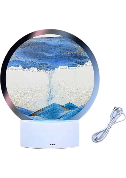 Masa Lambası, LED Rgb Kum Manzarası Lambası Hareketli Kum Sanatı Gece Lambası 7 Kum Saati 3D Ekran Dekorasyonu Mavi, Mavi (Yurt Dışından)