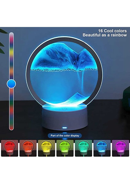 Masa Lambası, LED Rgb Kum Manzarası Lambası Hareketli Kum Sanatı Gece Lambası 7 Kum Saati 3D Ekran Dekorasyonu Mavi, Mavi (Yurt Dışından)