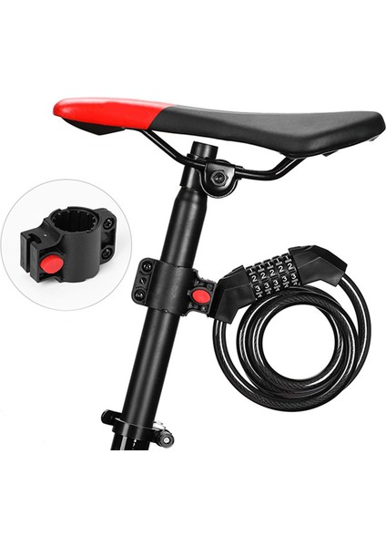 Scooter Güvenlik Kod Kilidi, Bisiklet Hırsızlık Önleme Kod Kilidi Beş Pozisyonlu Taşınabilir Kalın ve Çelik Kablo Braketli Araba, Siyah (Yurt Dışından)