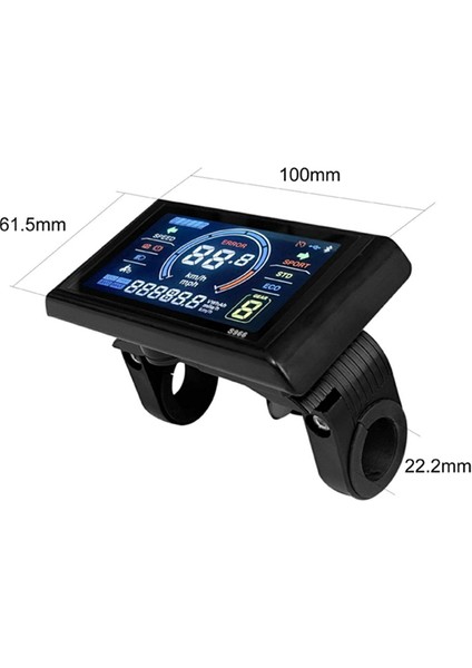 Bisikletler LCD Ekran, Elektrikli Bisiklet Ekranı 24V-72V Su Geçirmez LCD S966 Kontrol Paneli Gösterge Paneli, Su Geçirmez Konnektör, Siyah (Yurt Dışından)