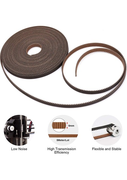 Yazıcı Kayışı, 5m Dişli Kayış, 5 Adet 16 Dişli Alüminyum Disk, 2mm Aralık 6mm Genişlik Güçlü Aşınmaya Dayanıklı Kauçuk Zamanlama Kayışı, te (Yurt Dışından) modelleri