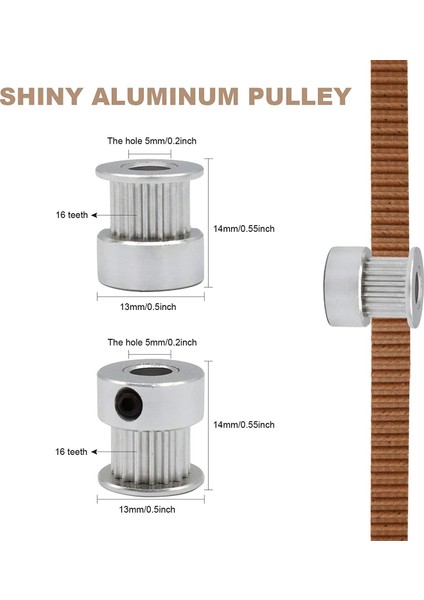 Yazıcı Kayışı, 5m Dişli Kayış, 5 Adet 16 Dişli Alüminyum Disk, 2mm Aralık 6mm Genişlik Güçlü Aşınmaya Dayanıklı Kauçuk Zamanlama Kayışı, te (Yurt Dışından) fırsatları