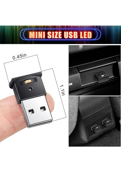 Gece Lambası, USB LED Işık, Rgb Araba Iç Aydınlatma Atmosfer Işığı, Dizüstü Bilgisayar Klavye Işığı Ev Ofis Dekorasyon Gece Lambası, Siyah (Yurt Dışından)